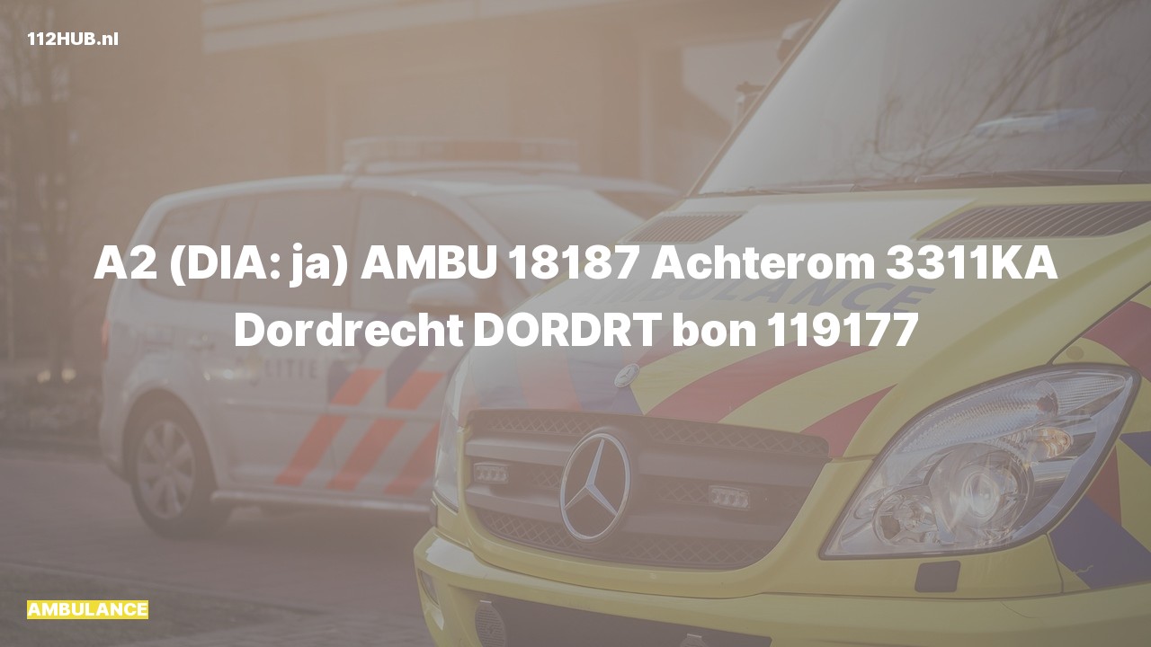 Deelafbeelding voor Ambulance met gepaste spoed naar de Achterom in Dordrecht.