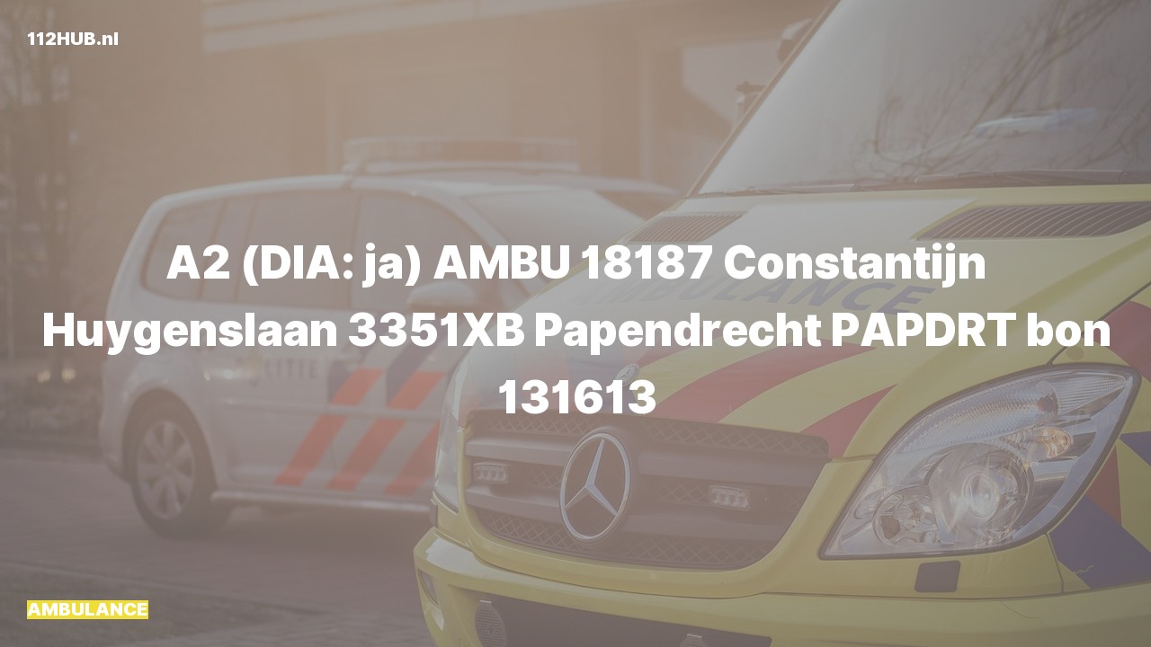 Deelafbeelding voor Ambulance met gepaste spoed naar de Constantijn Huygenslaan in Papendrecht.