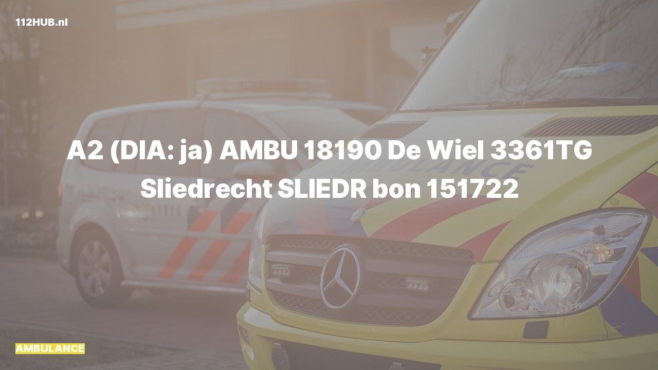 Deelafbeelding voor De ambulance is met gepaste spoed uitgerukt naar de De Wiel in Sliedrecht
