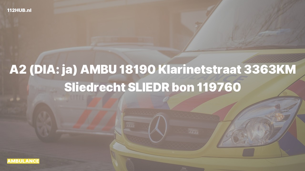 Deelafbeelding voor Ambulance met gepaste spoed naar de Klarinetstraat in Sliedrecht.