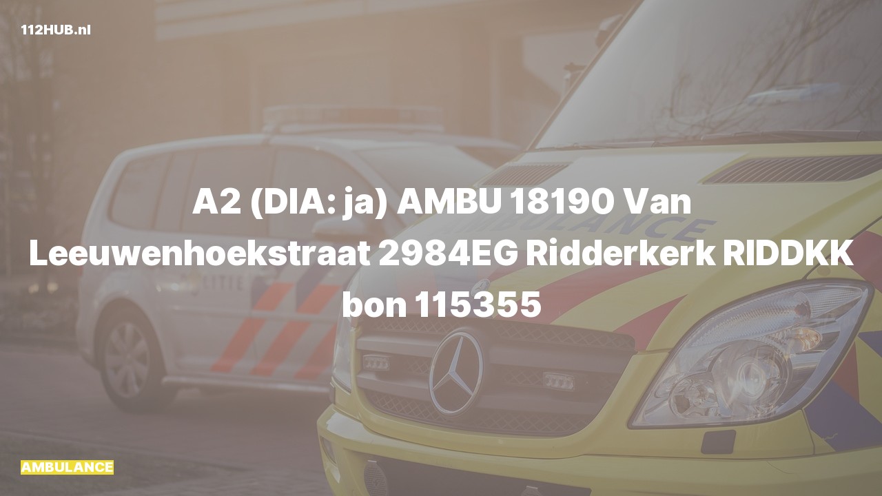 Deelafbeelding voor Ambulance met gepaste spoed naar de Van Leeuwenhoekstraat in Ridderkerk.