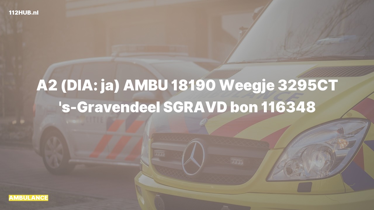 Deelafbeelding voor Ambulance met gepaste spoed naar de Weegje in 's-Gravendeel.
