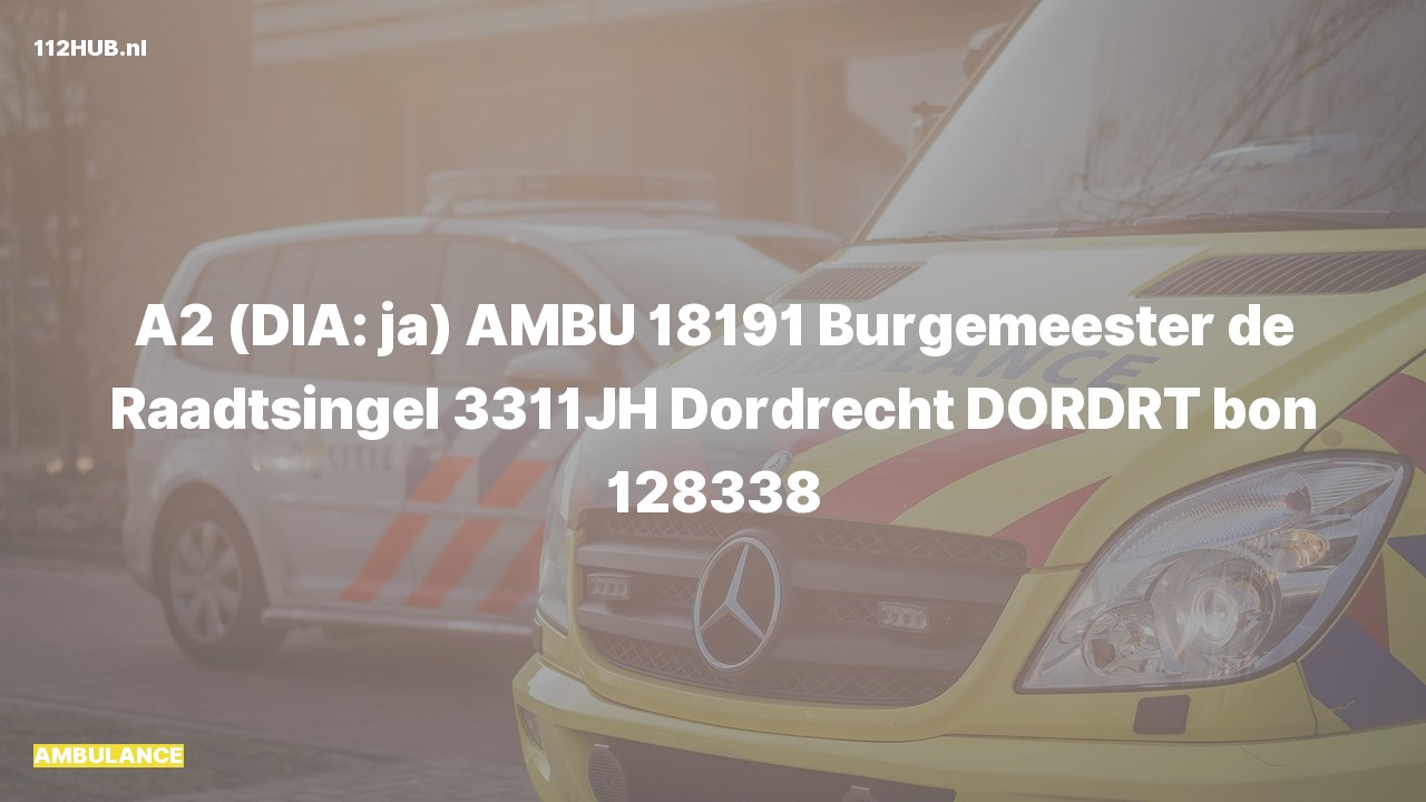 Deelafbeelding voor Ambulance met gepaste spoed naar de Burgemeester de Raadtsingel in Dordrecht.