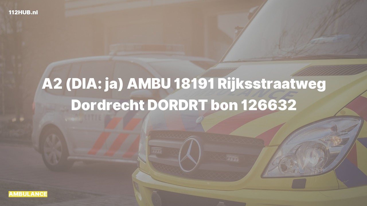 Deelafbeelding voor Ambulance met gepaste spoed naar de Rijksstraatweg in Dordrecht.