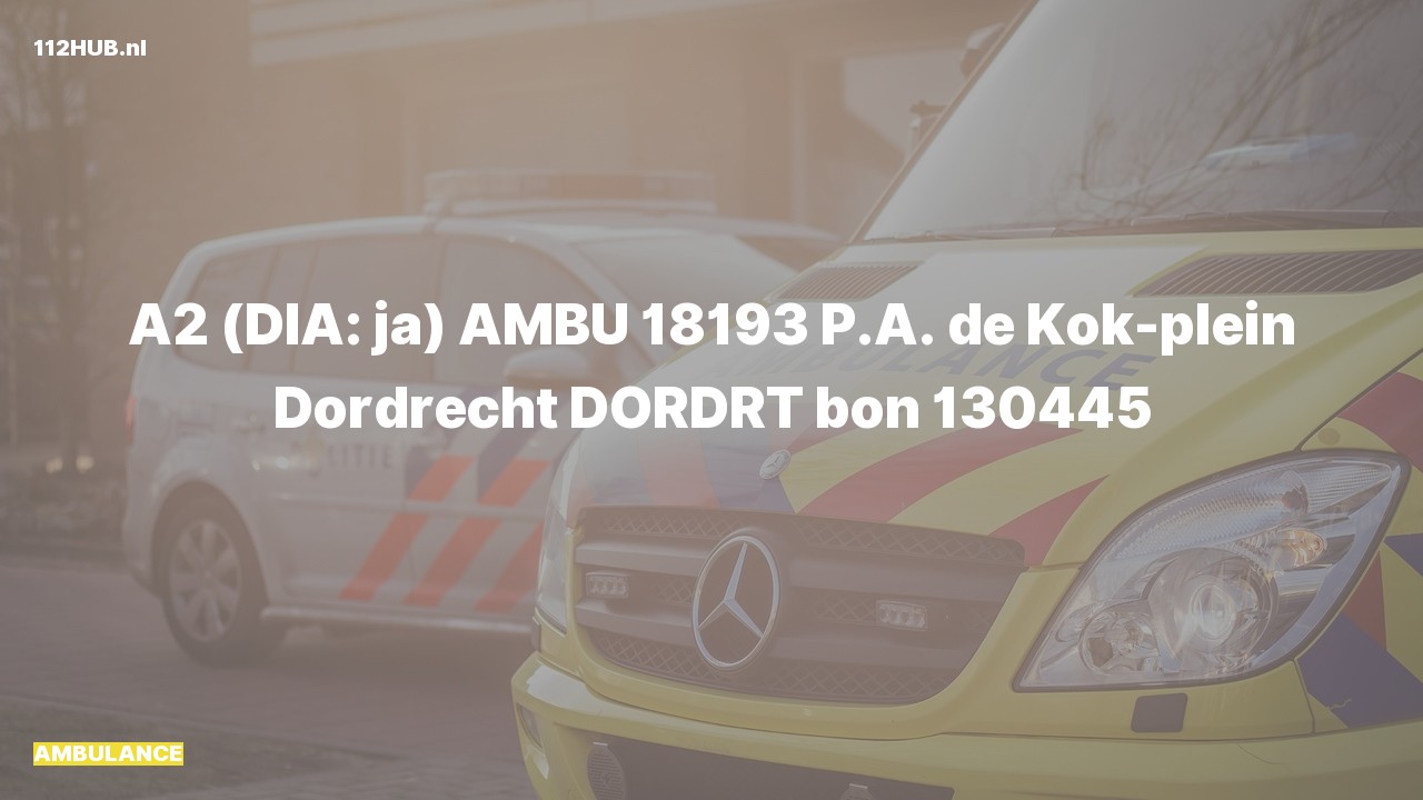 Deelafbeelding voor Ambulance met gepaste spoed naar de P.A. de Kok-plein in Dordrecht.