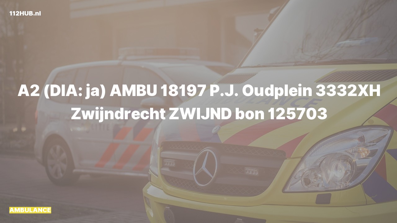 Deelafbeelding voor Ambulance met gepaste spoed naar de P.J. Oudplein in Zwijndrecht.