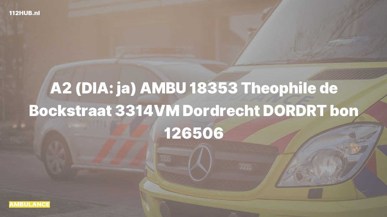 Deelafbeelding voor Ambulance met gepaste spoed naar de Theophile de Bockstraat in Dordrecht.