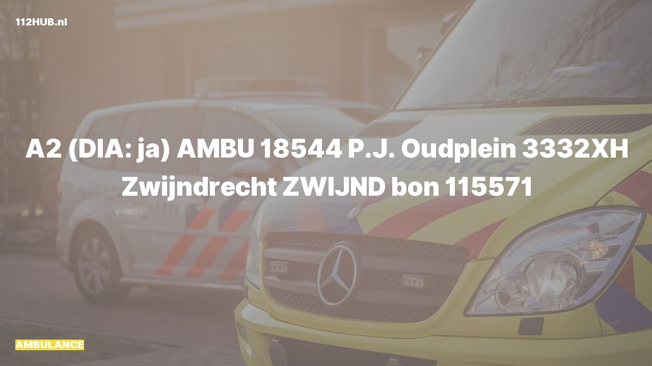 Deelafbeelding voor Ambulance met gepaste spoed naar de P.J. Oudplein in Zwijndrecht.