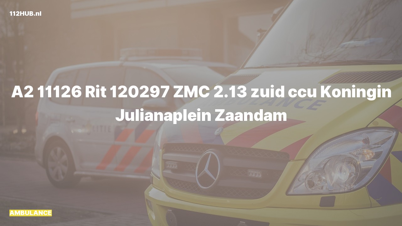 Deelafbeelding voor Ambulance met gepaste spoed naar de Koningin Julianaplein in Zaandam.