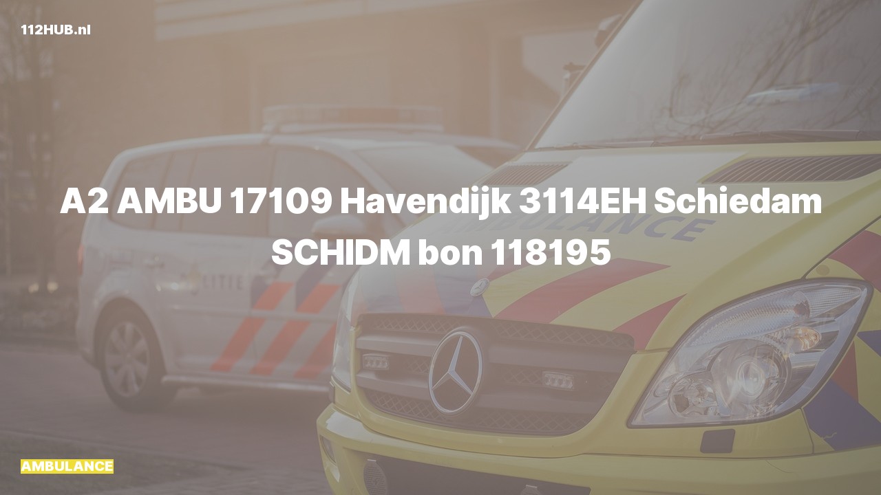 Deelafbeelding voor Ambulance met gepaste spoed naar de Havendijk in Schiedam.