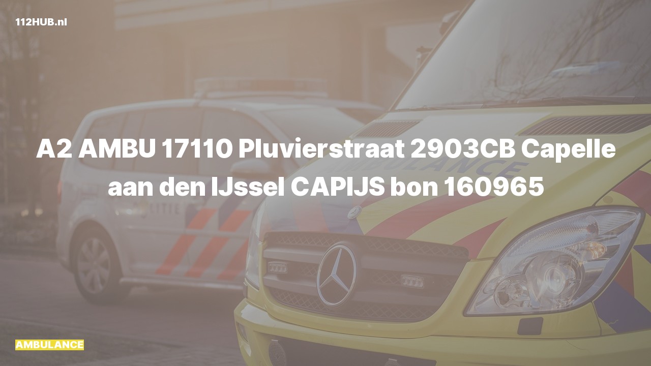 Deelafbeelding voor De ambulance is met gepaste spoed uitgerukt naar de Pluvierstraat in Capelle aan den IJssel