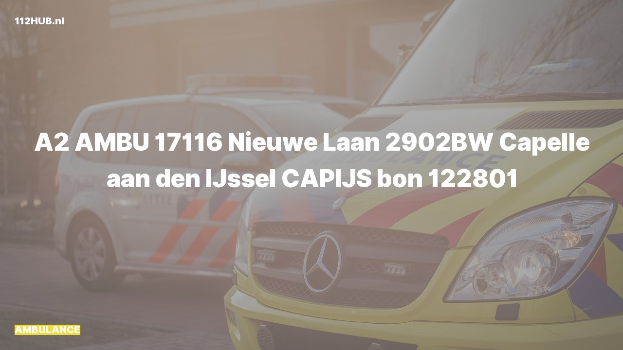 Deelafbeelding voor Ambulance met gepaste spoed naar de Nieuwe Laan in Capelle aan den IJssel.