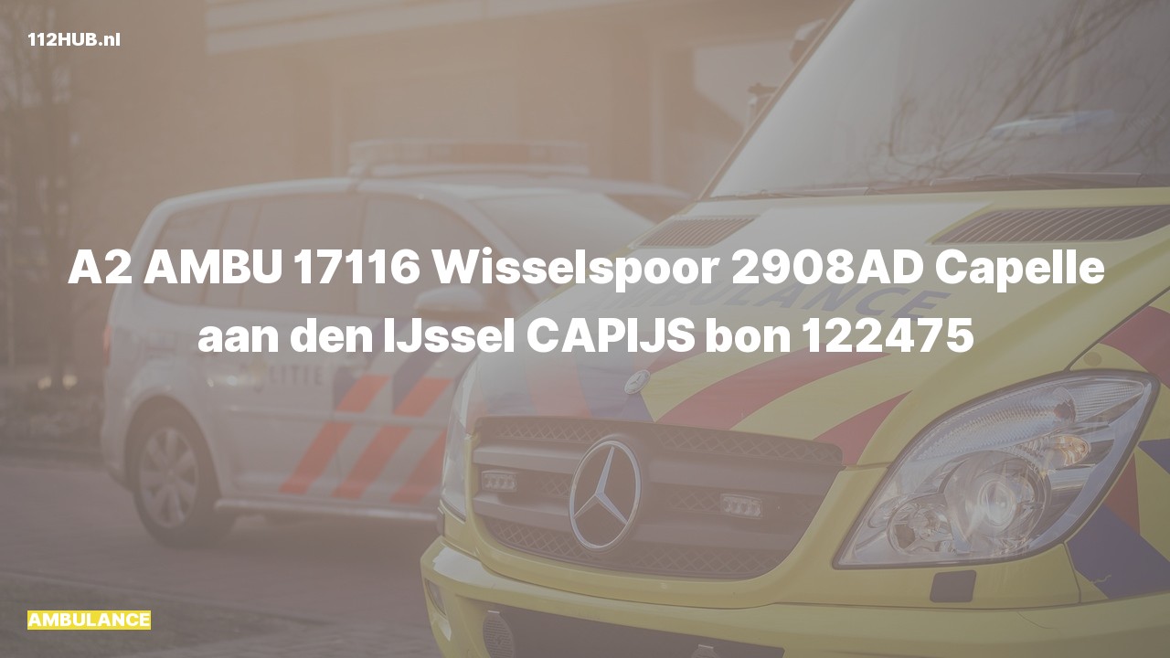 Deelafbeelding voor Ambulance met gepaste spoed naar de Wisselspoor in Capelle aan den IJssel.