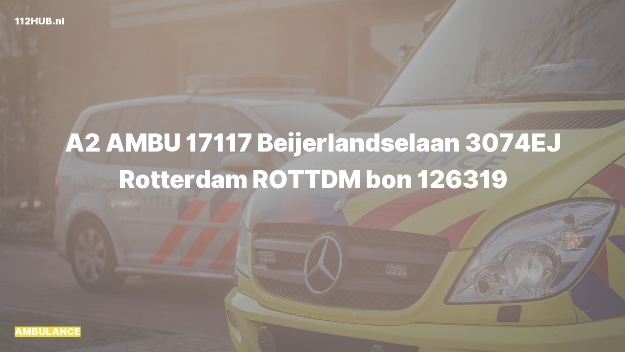 Deelafbeelding voor Ambulance met gepaste spoed naar de Beijerlandselaan in Rotterdam.
