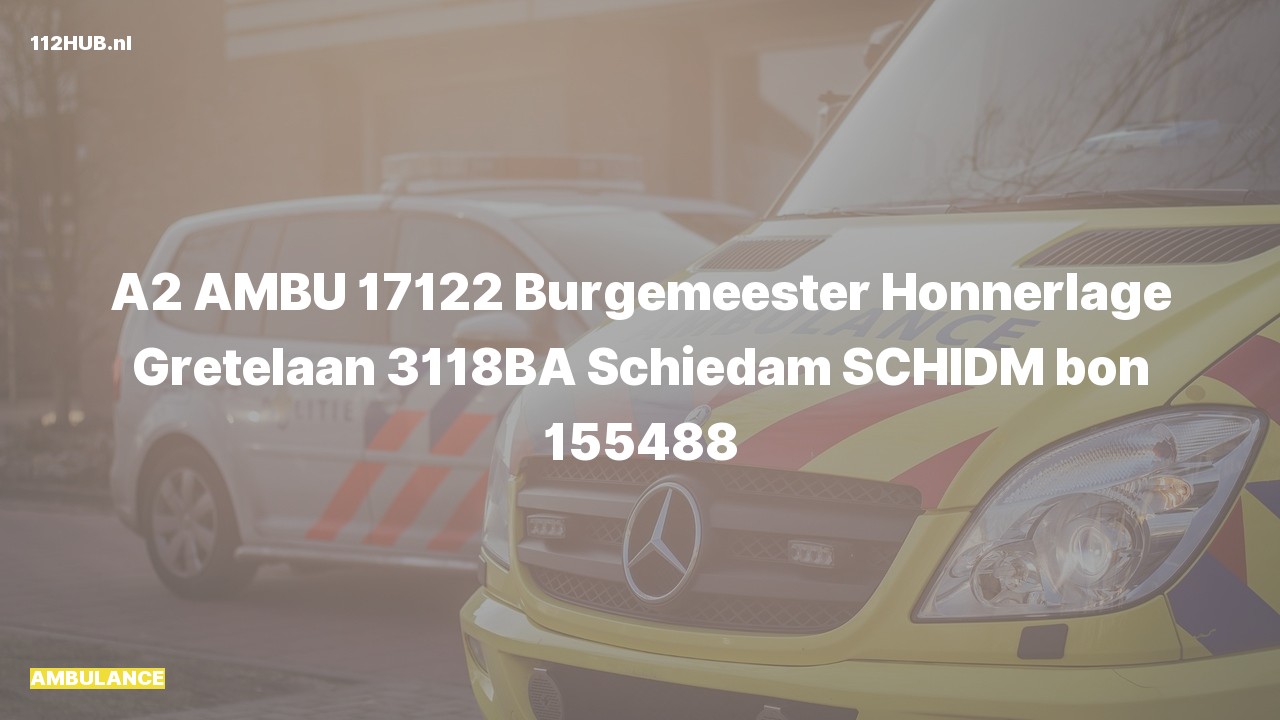 Deelafbeelding voor De ambulance is met gepaste spoed uitgerukt naar de Burgemeester Honnerlage Gretelaan in Schiedam