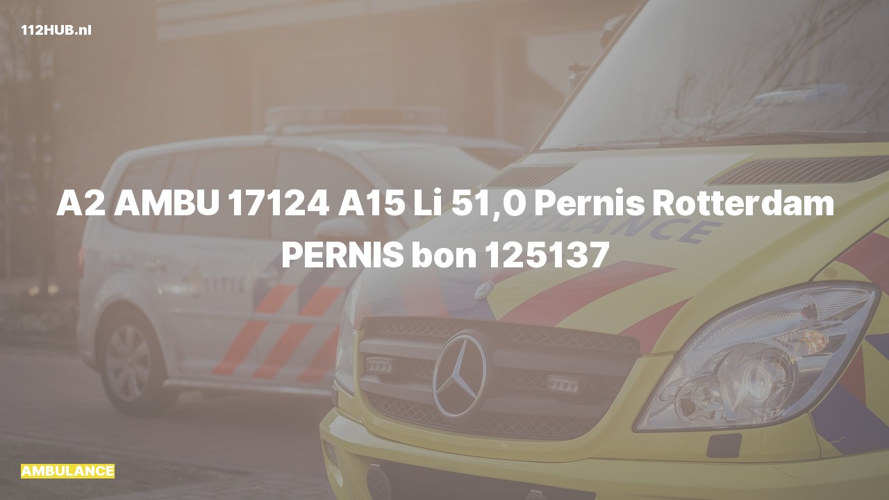 Deelafbeelding voor Ambulance met gepaste spoed op de A15 bij hectometerpaaltje 51.