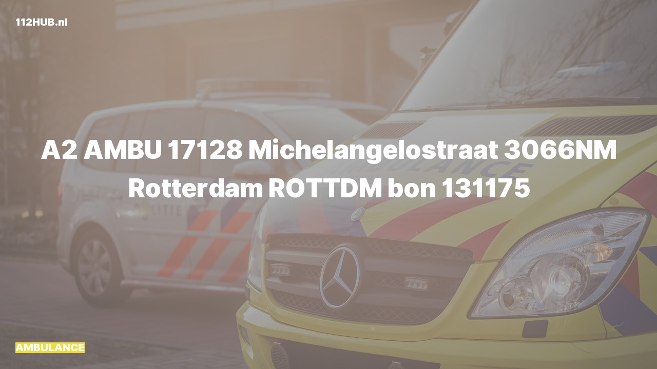 Deelafbeelding voor Ambulance met gepaste spoed naar de Michelangelostraat in Rotterdam.