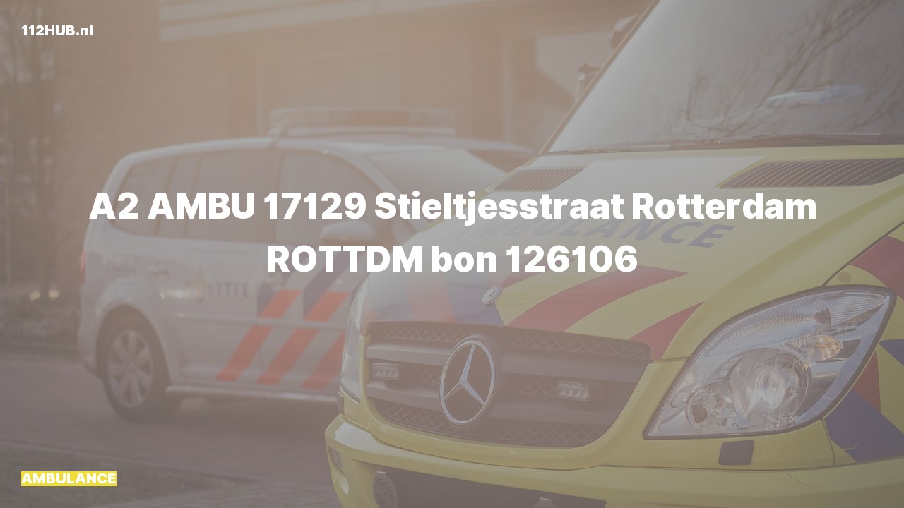 Deelafbeelding voor Ambulance met gepaste spoed naar de Stieltjesstraat in Rotterdam.