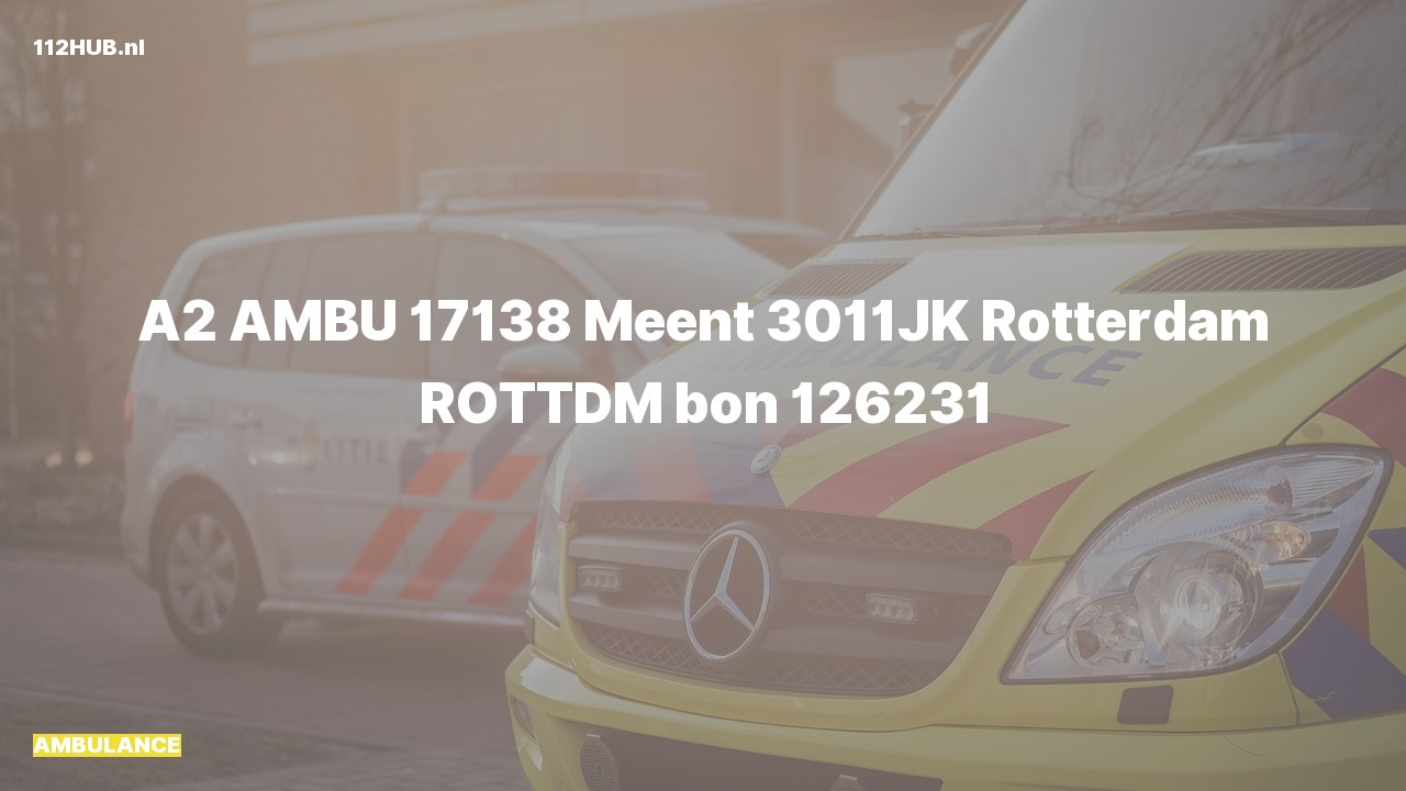 Deelafbeelding voor Ambulance met gepaste spoed naar de Meent in Rotterdam.