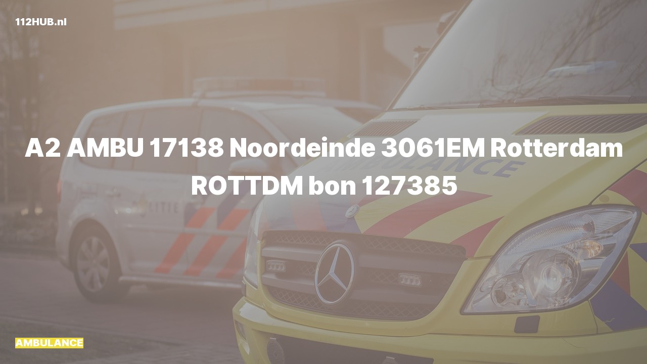 Deelafbeelding voor Ambulance met gepaste spoed naar de Noordeinde in Rotterdam.
