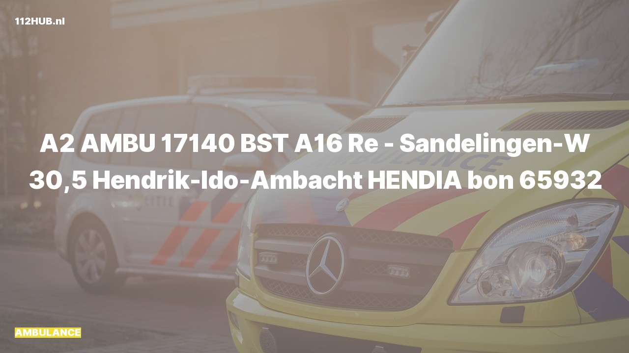 Deelafbeelding voor De ambulance is met gepaste spoed uitgerukt op de A16 bij hectometerpaaltje 30.5