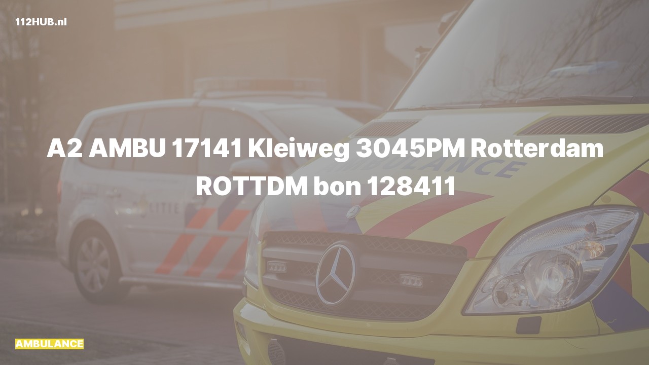 Deelafbeelding voor Ambulance met gepaste spoed naar de Kleiweg in Rotterdam.