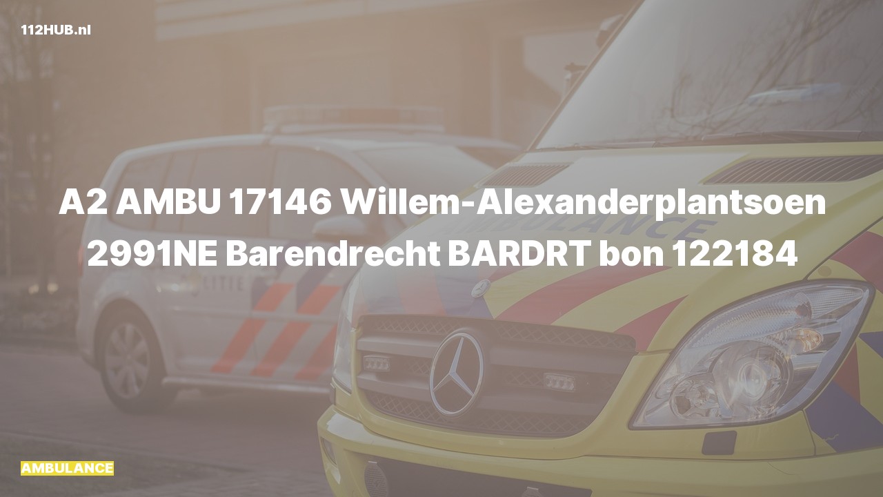 Deelafbeelding voor Ambulance met gepaste spoed naar de Willem-Alexanderplantsoen in Barendrecht.