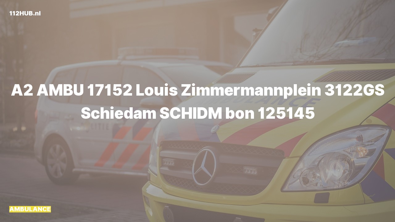 Deelafbeelding voor Ambulance met gepaste spoed naar de Louis Zimmermannplein in Schiedam.