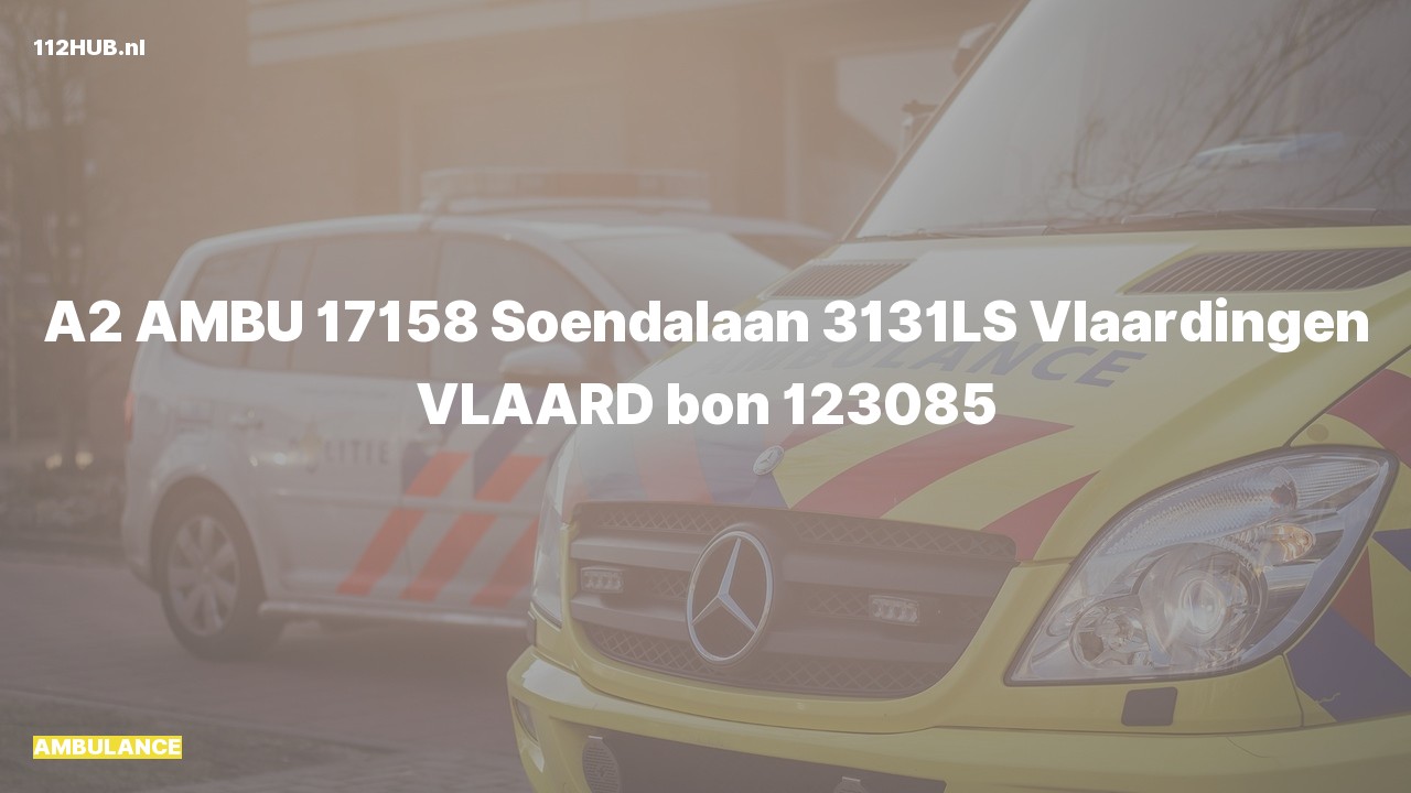 Deelafbeelding voor Ambulance met gepaste spoed naar de Soendalaan in Vlaardingen.