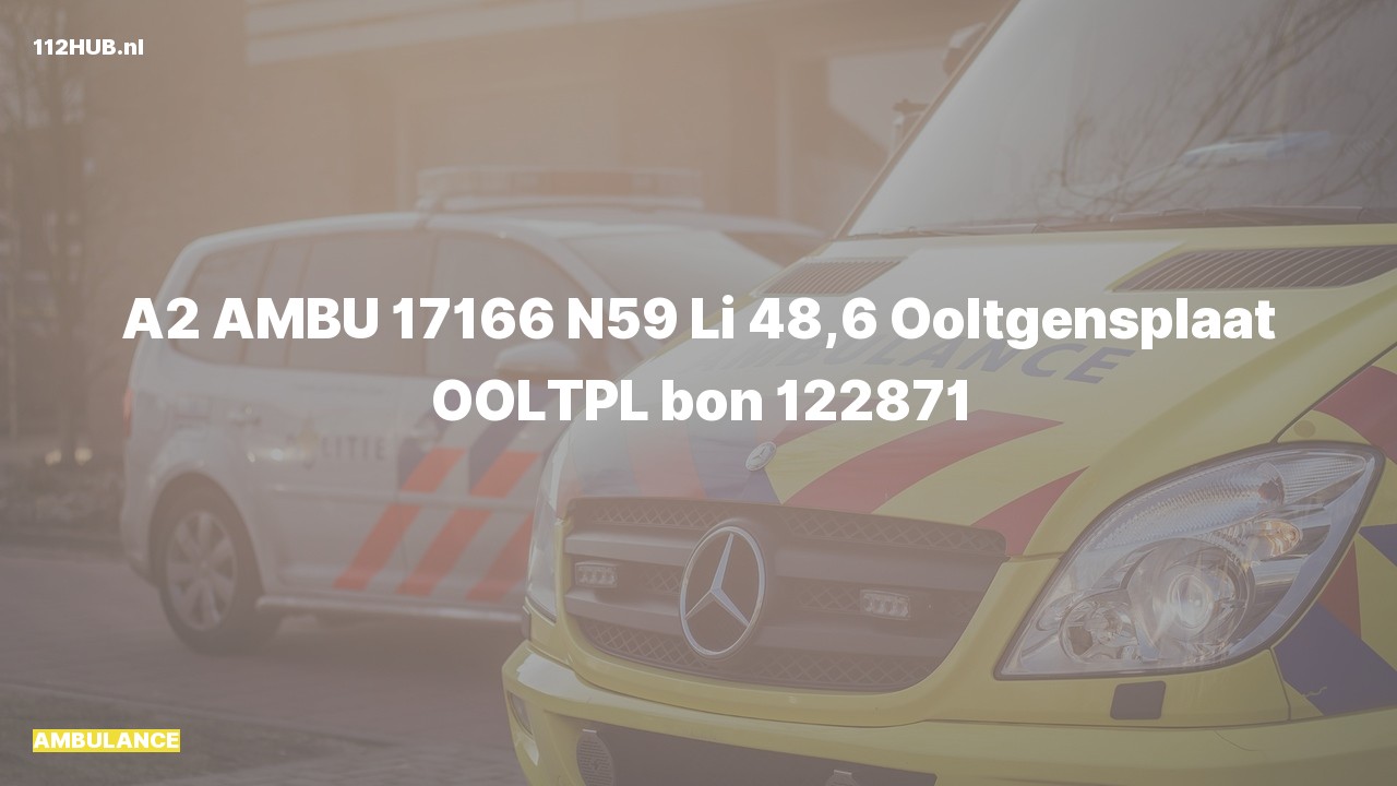 Deelafbeelding voor Ambulance met gepaste spoed op de N59 bij hectometerpaaltje 48.6.