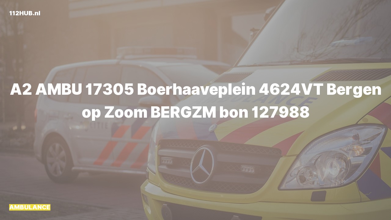 Deelafbeelding voor Ambulance met gepaste spoed naar de Boerhaaveplein in Bergen op Zoom.