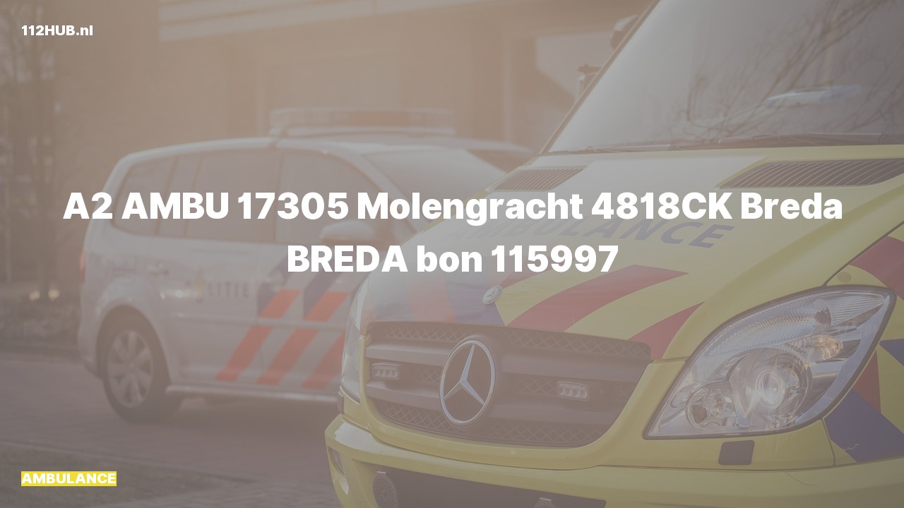 Deelafbeelding voor Ambulance met gepaste spoed naar de Molengracht in Breda.