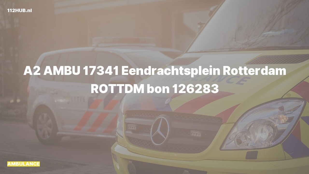 Deelafbeelding voor Ambulance met gepaste spoed naar de Eendrachtsplein in Rotterdam.