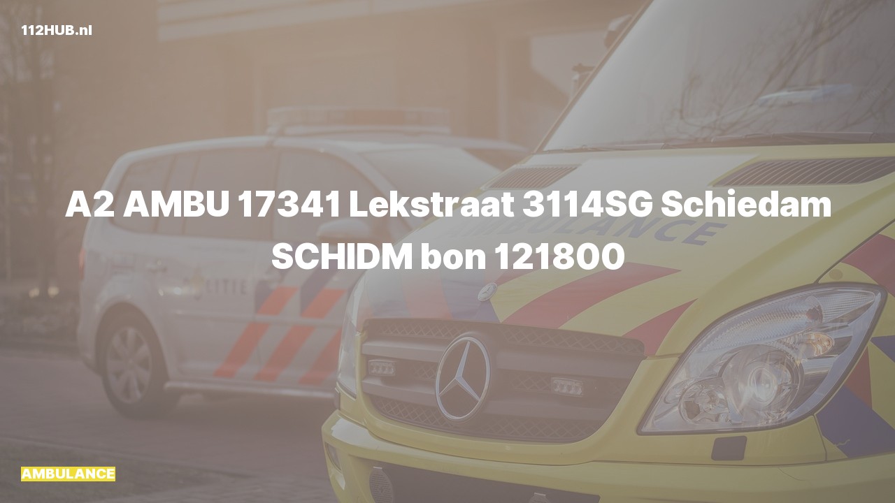 Deelafbeelding voor Ambulance met gepaste spoed naar de Lekstraat in Schiedam.