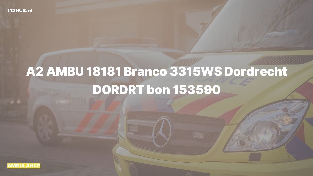 Deelafbeelding voor De ambulance is met gepaste spoed uitgerukt naar de Branco in Dordrecht