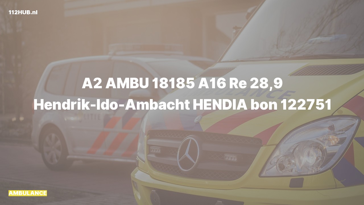 Deelafbeelding voor Ambulance met gepaste spoed op de A16 bij hectometerpaaltje 28.9.