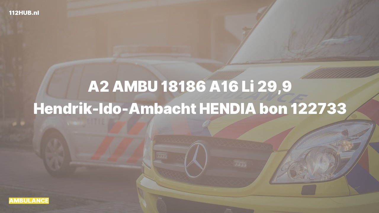 Deelafbeelding voor Ambulance met gepaste spoed op de A16 bij hectometerpaaltje 29.9.