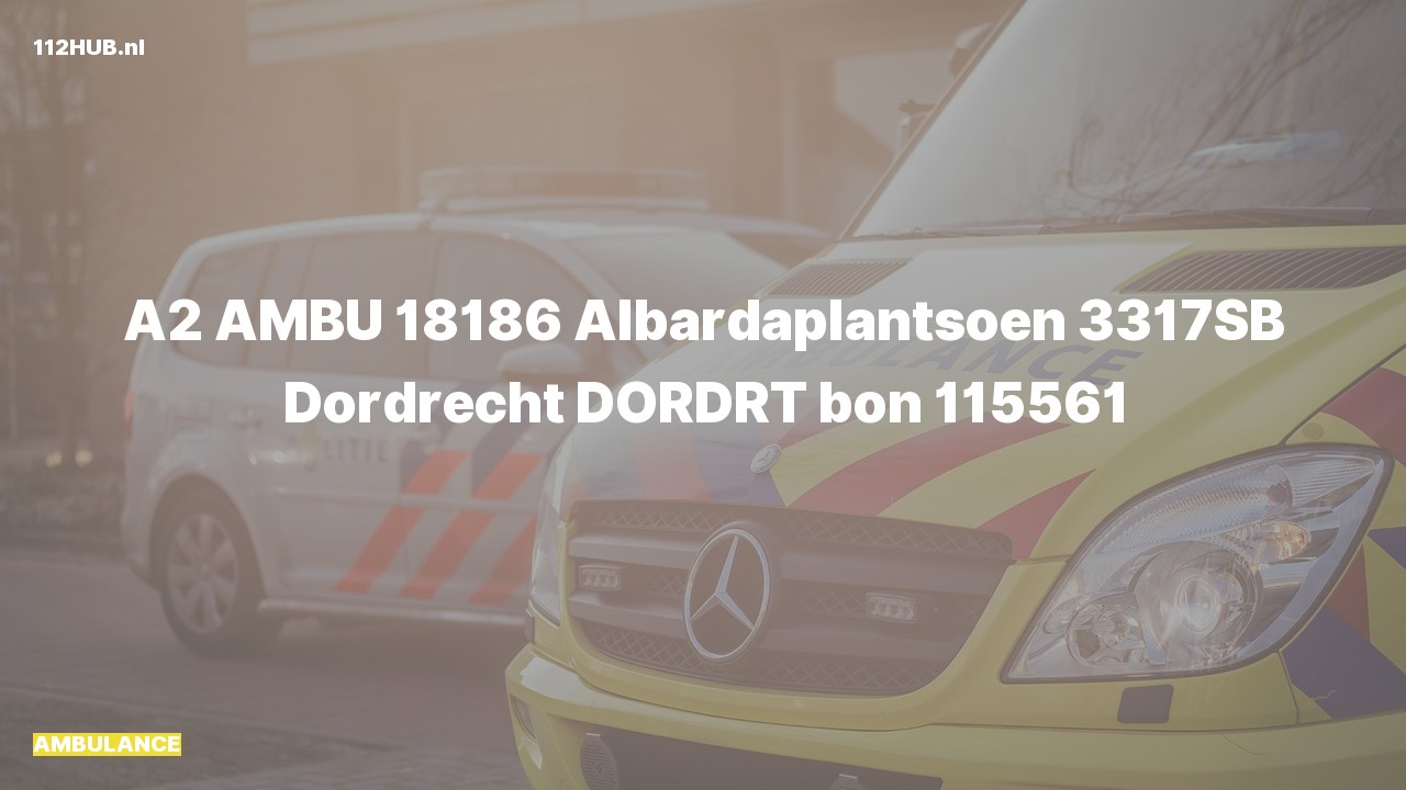 Deelafbeelding voor Ambulance met gepaste spoed naar de Albardaplantsoen in Dordrecht.