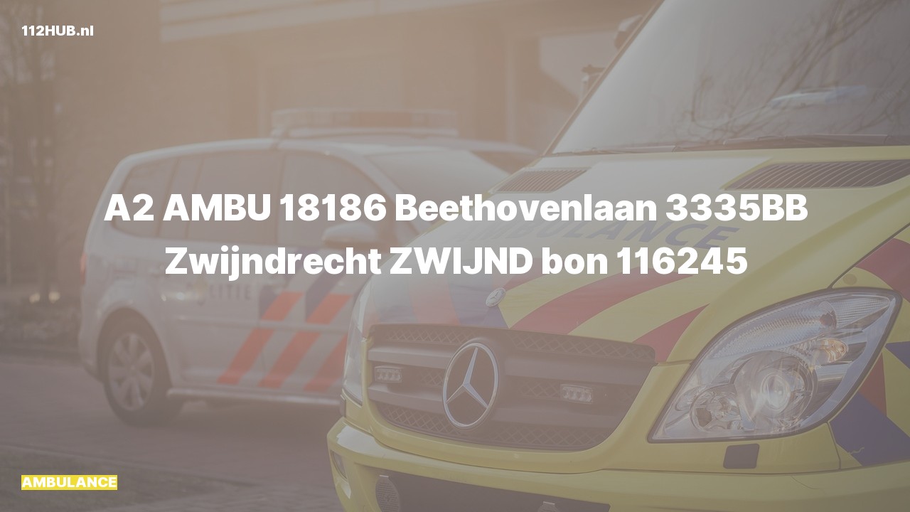 Deelafbeelding voor Ambulance met gepaste spoed naar de Beethovenlaan in Zwijndrecht.