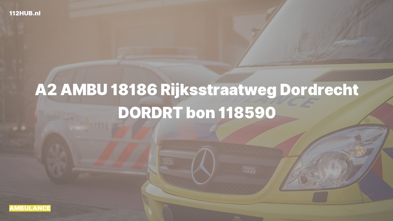 Deelafbeelding voor Ambulance met gepaste spoed naar de Rijksstraatweg in Dordrecht.