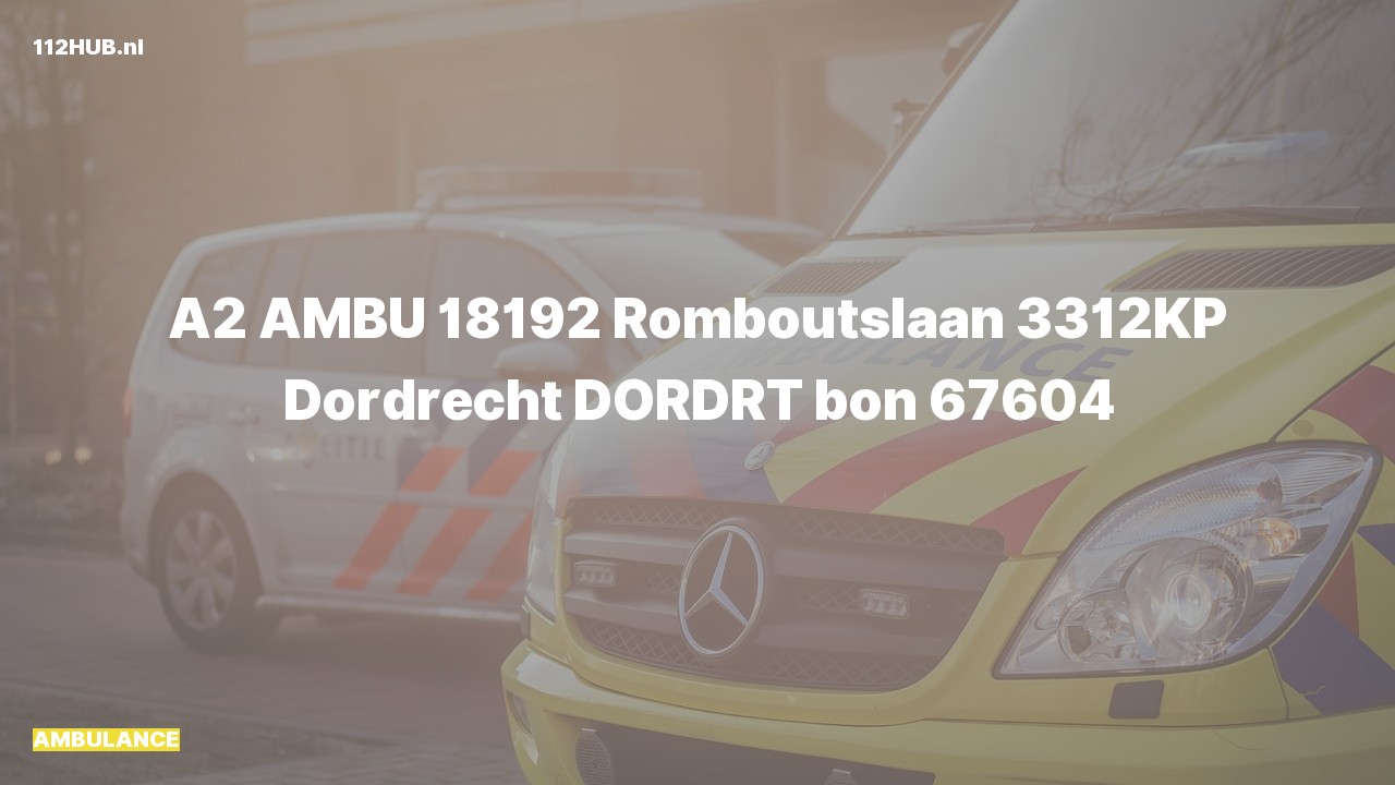 Deelafbeelding voor De ambulance is met gepaste spoed uitgerukt naar de Romboutslaan in Dordrecht