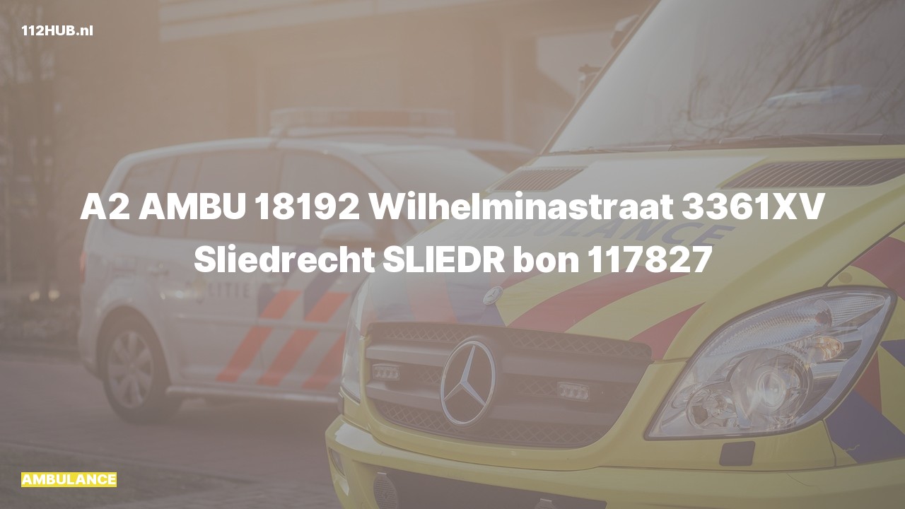 Deelafbeelding voor Ambulance met gepaste spoed naar de Wilhelminastraat in Sliedrecht.