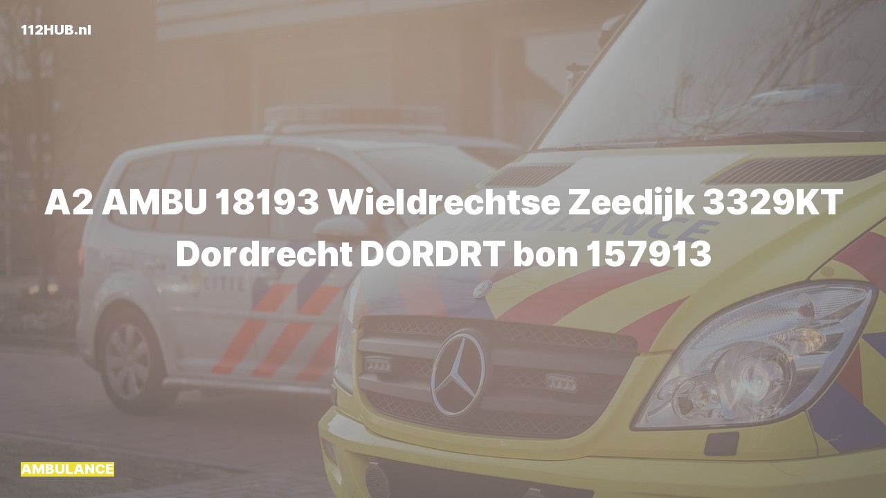 Deelafbeelding voor De ambulance is met gepaste spoed uitgerukt naar de Wieldrechtse Zeedijk in Dordrecht