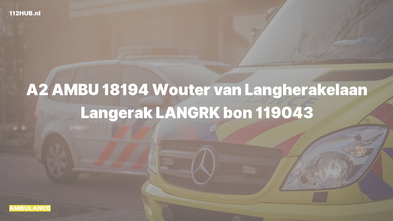 Deelafbeelding voor Ambulance met gepaste spoed naar de Wouter van Langherakelaan in Langerak.