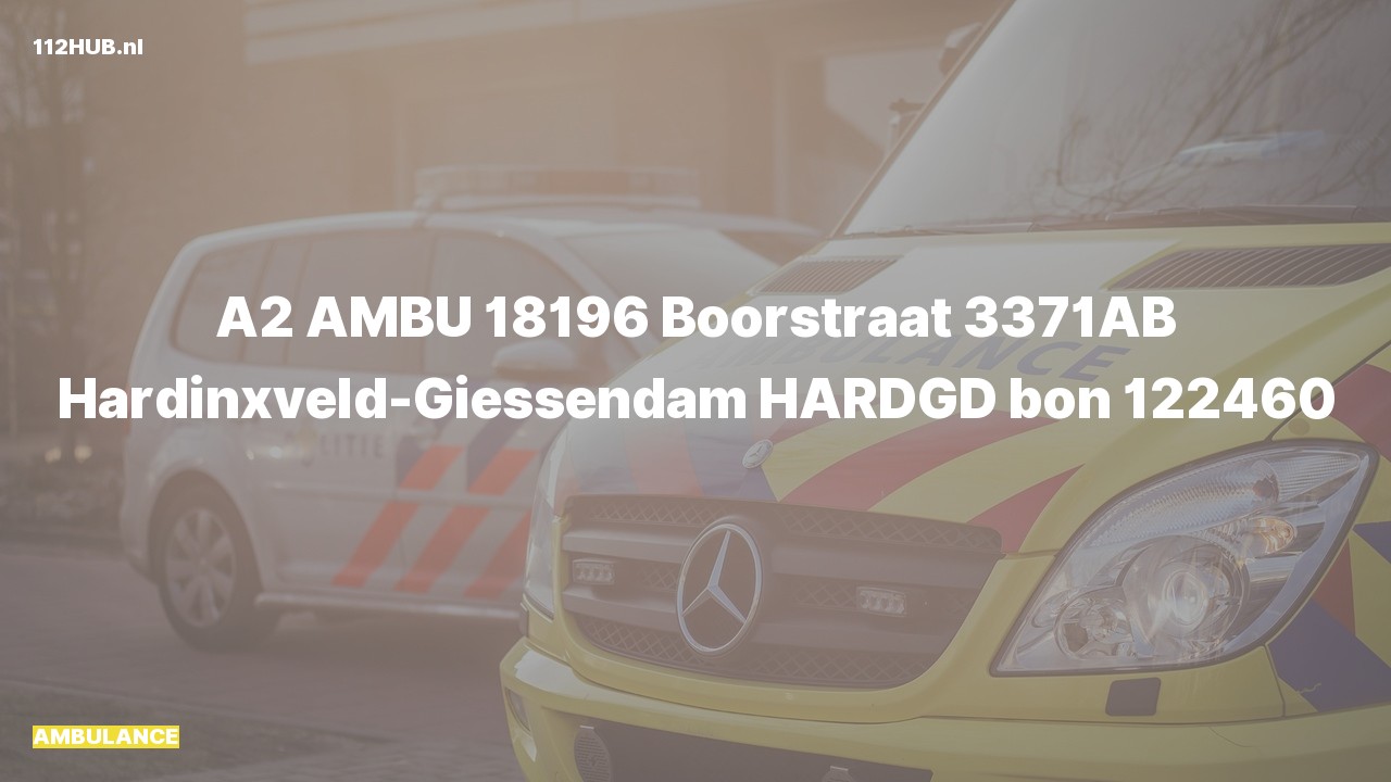 Deelafbeelding voor Ambulance met gepaste spoed naar de Boorstraat in Hardinxveld-Giessendam.