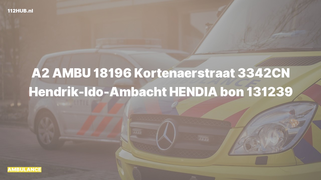Deelafbeelding voor Ambulance met gepaste spoed naar de Kortenaerstraat in Hendrik-Ido-Ambacht.