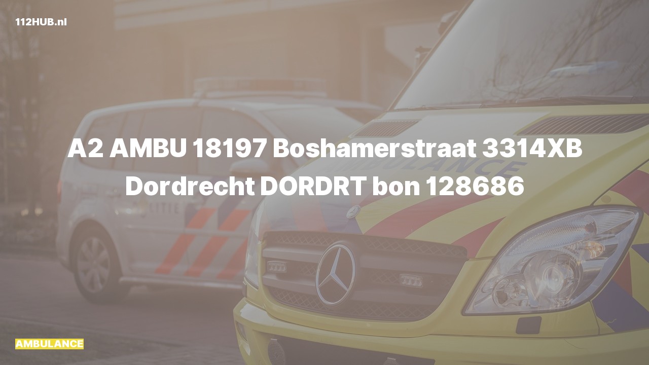Deelafbeelding voor Ambulance met gepaste spoed naar de Boshamerstraat in Dordrecht.