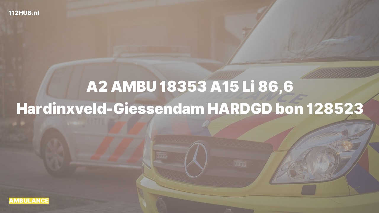Deelafbeelding voor Ambulance met gepaste spoed op de A15 bij hectometerpaaltje 86.6.