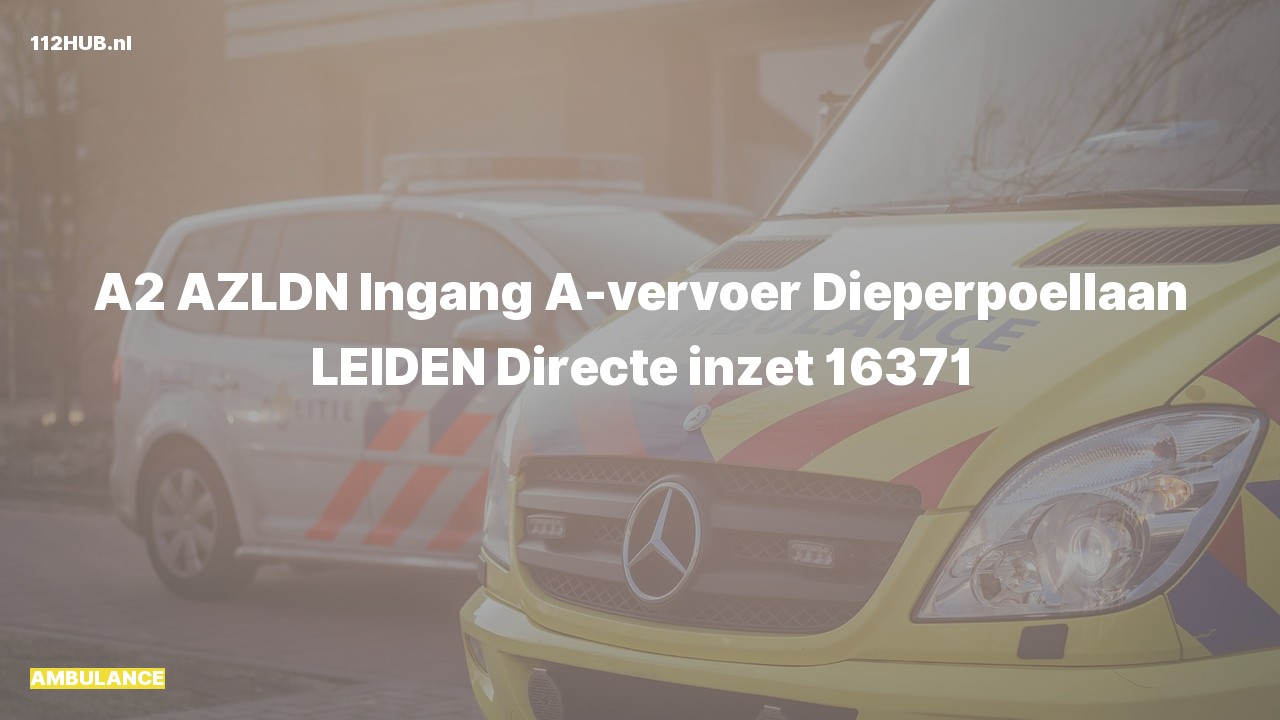 Deelafbeelding voor Ambulance met gepaste spoed naar de Dieperpoellaan in Leiden.