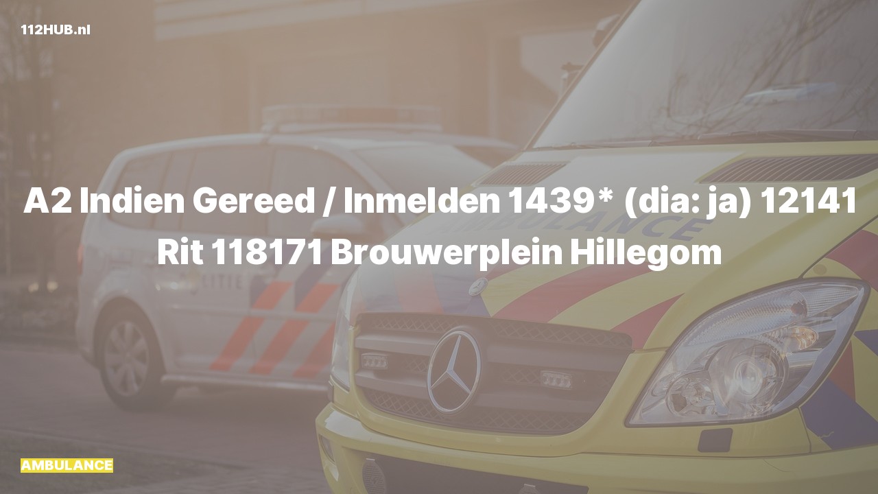 Deelafbeelding voor Ambulance met gepaste spoed naar de Brouwerplein in Hillegom.
